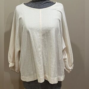 Cream 3/4 Puff Sleeve Boxy Blouse